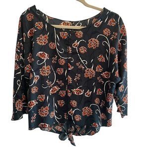 New Anthropologie Melloday Green Brown Floral Blouse Top Women’s Size Medium